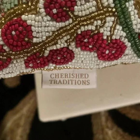 Cherished Traditions Holly & Berry Beaded Accent Pillow Christmas Decor - Picture 8 of 15